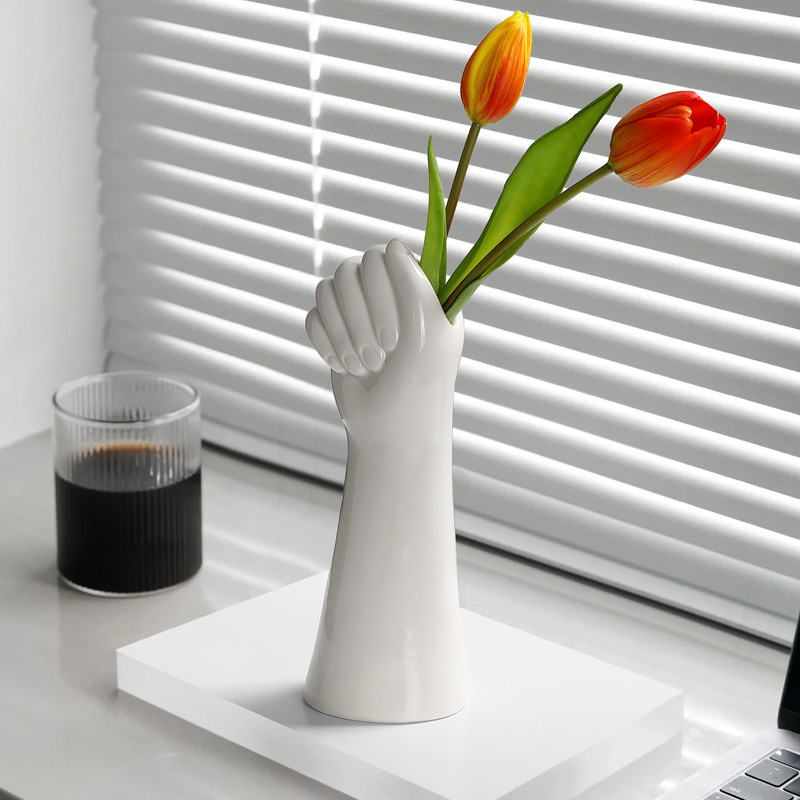 Artistic hand-shaped ceramic vase ornaments home decoration 7